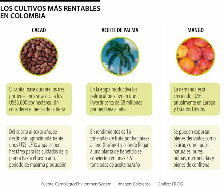 cultivos más rentables en Colombia