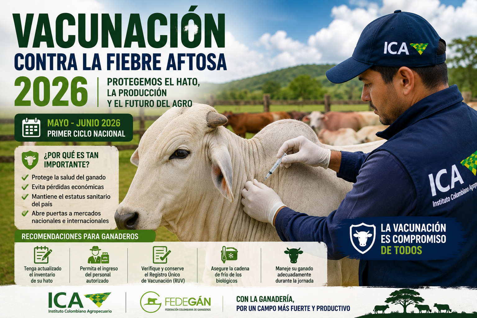 vacunación contra la fiebre aftosa 2026 en Colombia